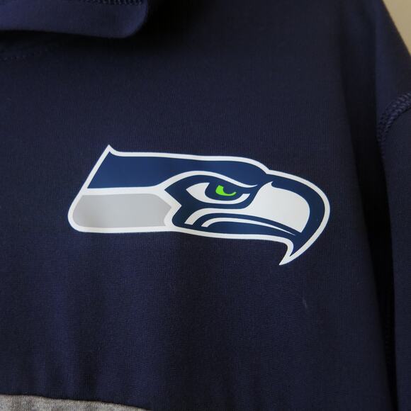 NFL COMBINE AUTHENTIC Seattle Seahawks Hoodie Youth XL 1/4 Zip Blue Football - Picture 2 of 7
